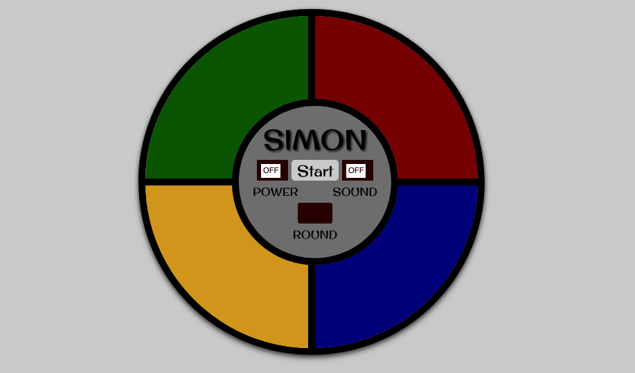 Image of a Simon game created in JS and CSS